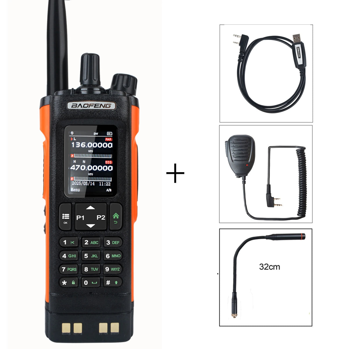 Baofeng DM-32 GPS APRS AES256 Encryption DMR Digital Analog UHF VHF Dual Band 8W Air Band FM Walkie Talkie DM-32UV