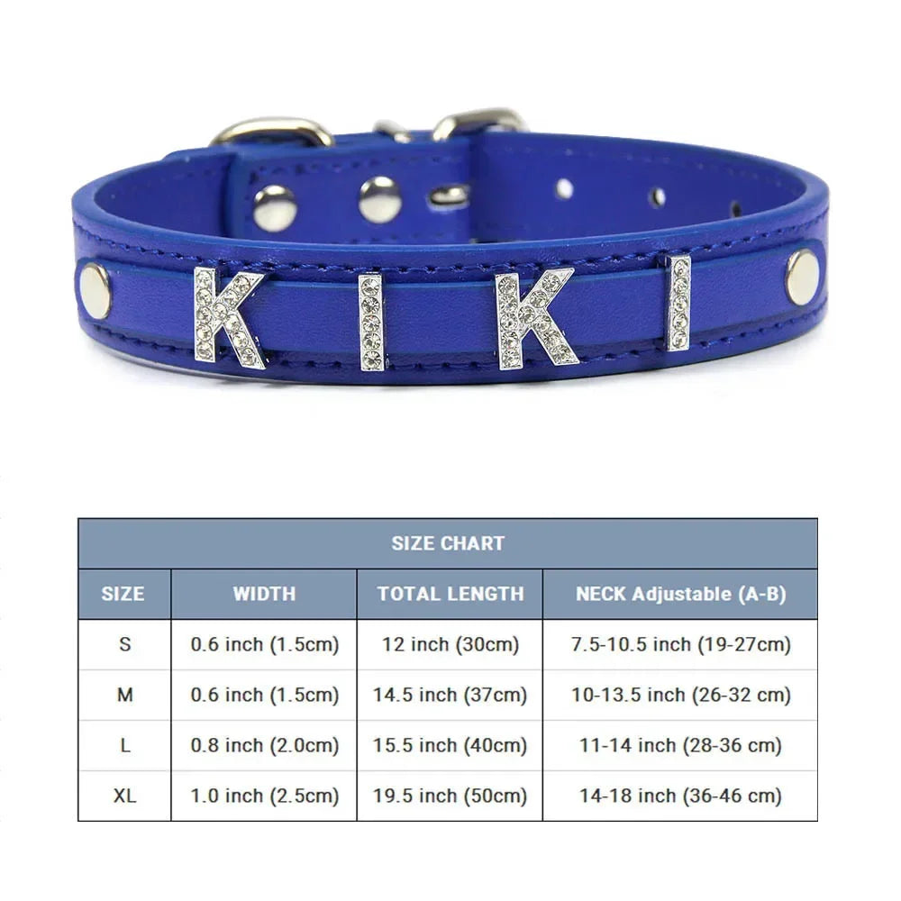 (Free Bling Rhinestone Letter)Custom Pet Cat Dog Collar Leather Puppy Collars For Small Medium Dogs Target Personalized Id Name