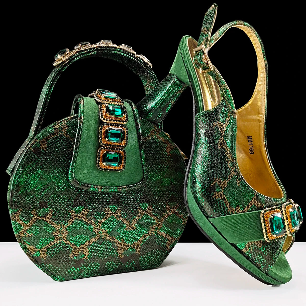 doershow High Quality African Style Ladies Shoes And Bags Set Latest orange Italian Shoes And Bag Set For Party   SMM1-1