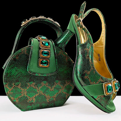 doershow High Quality African Style Ladies Shoes And Bags Set Latest orange Italian Shoes And Bag Set For Party   SMM1-1