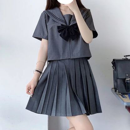 Student JK Uniform Women's High School Korean Chinese School Uniforms Navy Sailor Outfit Short Sleeve Suit Japan Seifuku Girl