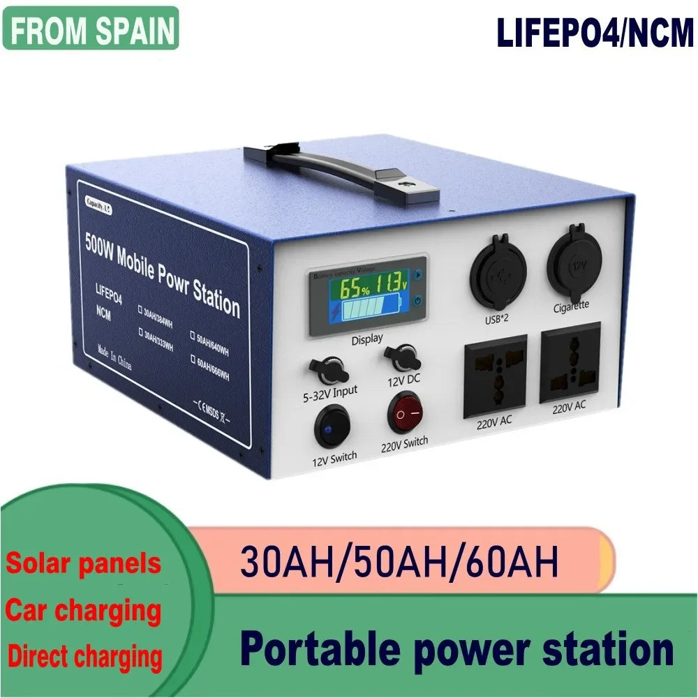 12v50AH Lifepo4 battery Portable power station 60AH Lithium Inverter 220V 500W For Outdoor Camping available mobile 30AH 25AH