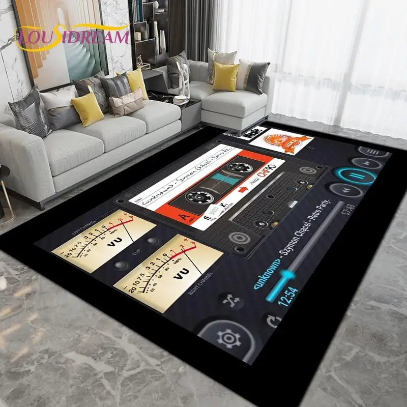 DJ Music Screen Area Rug, Creative Non-Slip Living Room Carpet, Modern Runner Floor Mat for Bedroom & Studio Decor, 1PC