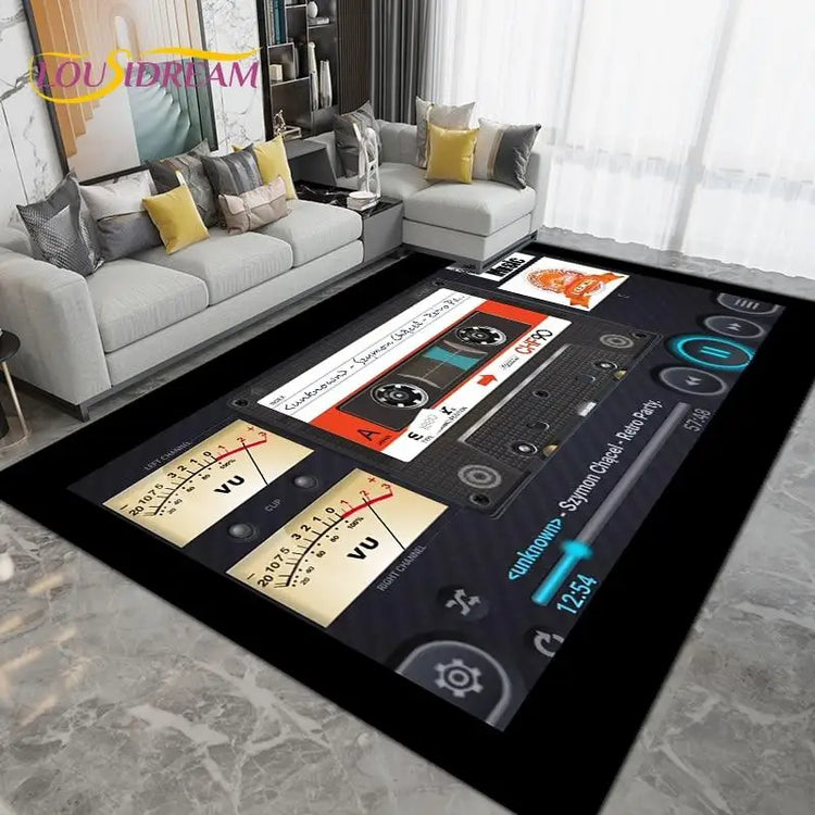 DJ Music Screen Area Rug, Creative Non-Slip Living Room Carpet, Modern Runner Floor Mat for Bedroom & Studio Decor, 1PC