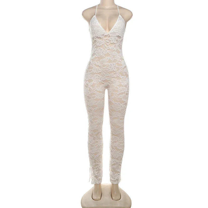 Women Sexy Cross Backless Jumpsuit  See Thorough v-Neck Sleeveless Summer Coquette Stretch Activity Workout Overalls