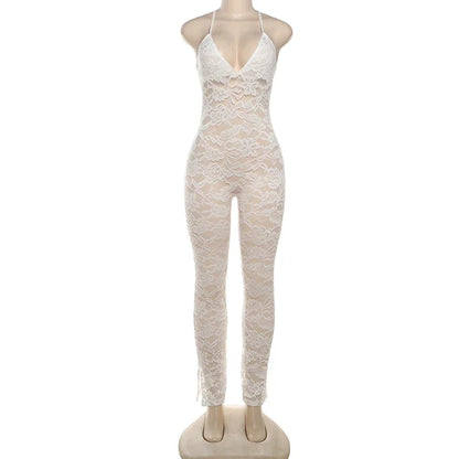 Women Sexy Cross Backless Jumpsuit  See Thorough v-Neck Sleeveless Summer Coquette Stretch Activity Workout Overalls