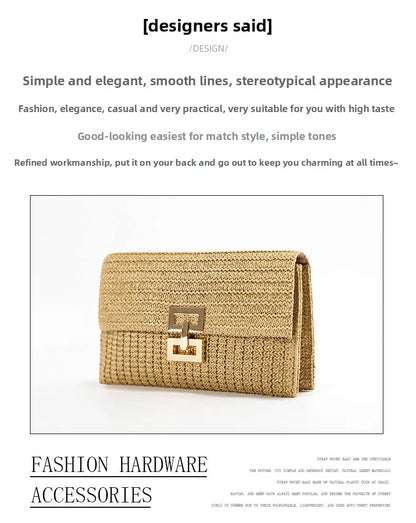 Straw Woven Clutch for Women Raffia Crochet Beach Rattan Causal Female Party Wedding Evening Bag New Summer Luxury Purse Handbag