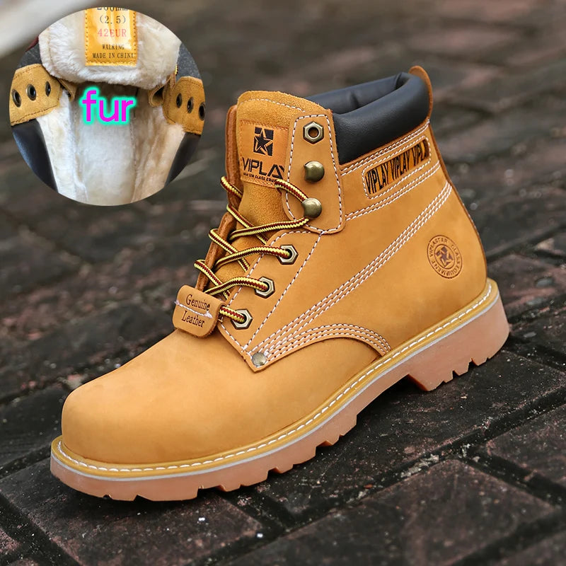 Men  Boots  Leather Shoes Men Popular Comfy Spring Autumn  Shoes Working Ankle Boots  Waterproof Shoes Lovers Shoes Yellow Boots