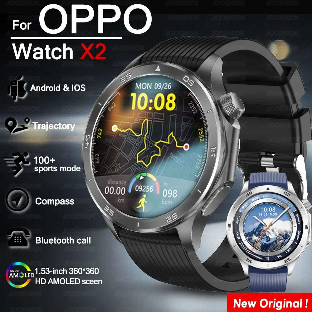 2025 New For OPPO Watch X2 GPS Smart Watch Men High-end Business Men Bluetooth Call IP68 Waterproof Fitness Tracker Smartwatches