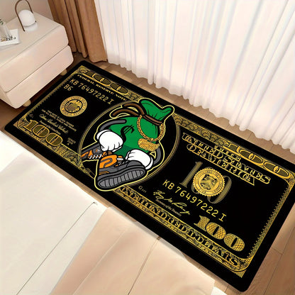 $100 Bill Pattern Area Rug,Soft Touch & Non-Slip,Washable Decorative Mat for Living Room Bedroom,Kitchen,Office – Xmas Gift Idea