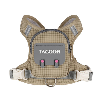 Cute Backpack Dog Harness with Leash, Reflective Soft Pet Vest for Small Medium Dogs Cats, Adjustable Walking Harness Set