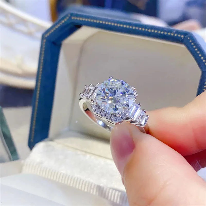 100% original certified PT950 white gold ring 3 carat D color moissanite ring AU750 white gold  with certificate with black card