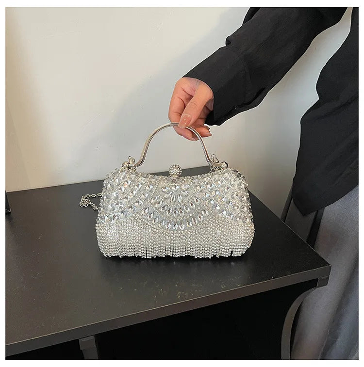 Super Exquisite Diamonds Frame Handbags Gold Silver Hasp Chains Designer New Style Shoulder Bags for Women 2025 Fashion Party