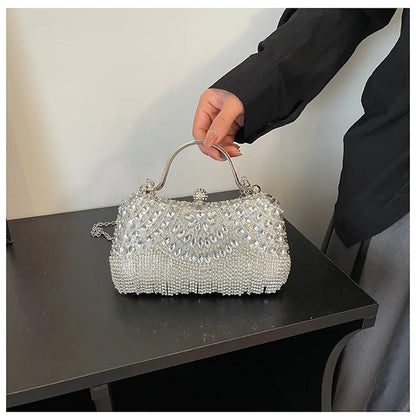 Super Exquisite Diamonds Frame Handbags Gold Silver Hasp Chains Designer New Style Shoulder Bags for Women 2025 Fashion Party