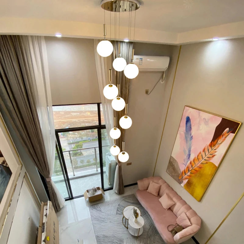 Modern Stair Chandelier Pendant Lights Indoor Lighting Ceiling Lamp Hanging Light LED Chandeliers for Living Room Indoor Lightin