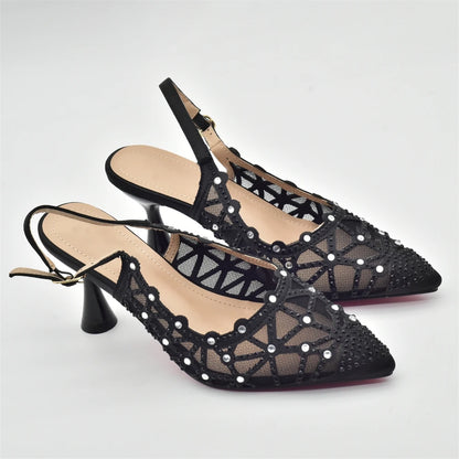 Italian Shoe and Bag Set for Party In Women Shoes for Women 2025 Designer Luxury Hollow Design Trendy Party Ladies Shoes and Bag