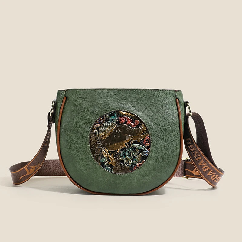 Vintage 3D Floral Embossed Crossbody Bag Soft Leather Elegant Shoulder Bag Luxury Handbag Women Bags Designer Mother Ladies Sac