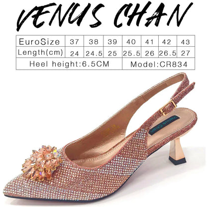 Newest Arrivals Special Design Silver Color African Women Shoes and Bag Set Pointed Toe Pumps for Wedding Party