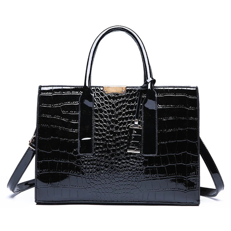 Patent Leather Women Messenger Bags Crocodile Female Crossbody Shoulder Hand Bags for Women High Quality Ladies Handbags
