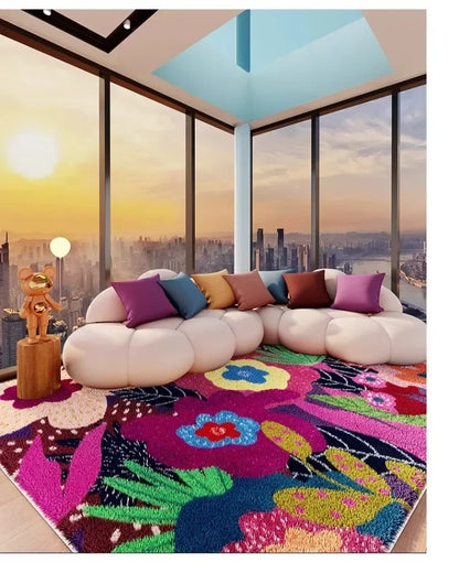 VIKAMA Carpet for Living Room Colorful Large Area Cartoon Bedroom Bedside Plush Rugs Cute IG Sofa Coffee Table Floor Mats