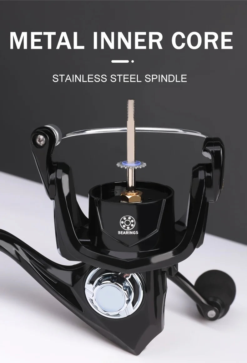 BILLINGS Spinning Reel 12KG Max Drag 5.2:1 Gear Ratio Metal Spool Durable Professional Fishing Reels, Multipurpose for Freshwater Saltwater Bass Trout Salmon Fishing