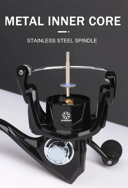 BILLINGS Spinning Reel 12KG Max Drag 5.2:1 Gear Ratio Metal Spool Durable Professional Fishing Reels, Multipurpose for Freshwater Saltwater Bass Trout Salmon Fishing