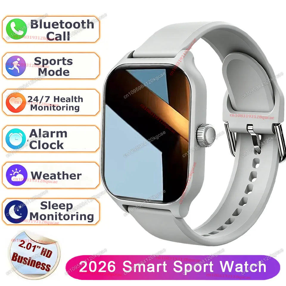 2026 Smart Watch Android IOS Phone 2.01'' Color Screen Bluetooth Answer Call Fitness Watch Tracker Smartwatch Women Men New Hw12