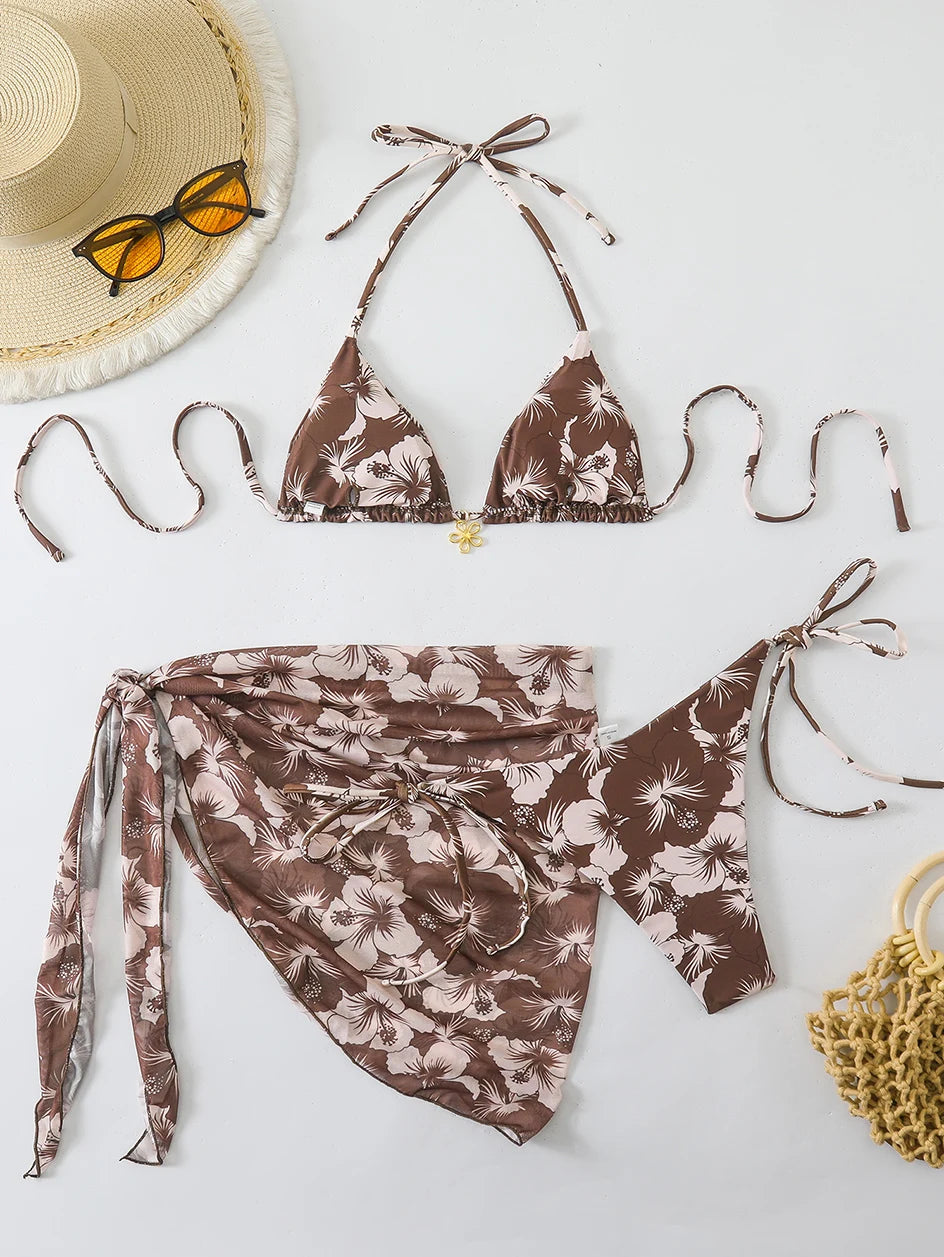 Sexy Swimsuit Women's Bikinis Swimwear Woman 2026 Bathing Suit 3 Piece Triangle Bikinis Sets Beach Dress Wear Cover Up Beachwear