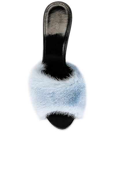 Mink fur high heels for women, slim heels, summer new style, open toe slippers, sexy fish mouth leather party sandals for women