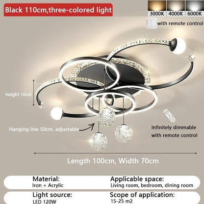 Nordic style eye protection living room light, simple, modern, atmospheric, high-end crystal ceiling light, Guangdong