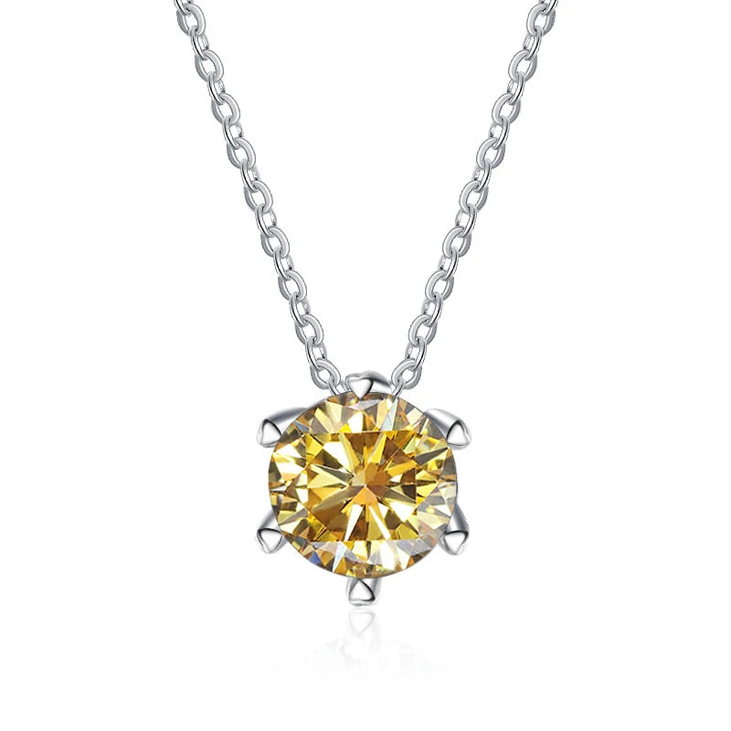 JoyceJelly 1CT VVS D Moissanite Necklace For Women Six Prong Simulated Diamond Pendant 925 Sterling Silver Wedding Fine Jewelry