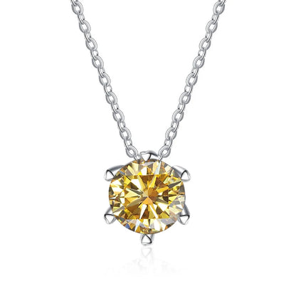 JoyceJelly 1CT VVS D Moissanite Necklace For Women Six Prong Simulated Diamond Pendant 925 Sterling Silver Wedding Fine Jewelry
