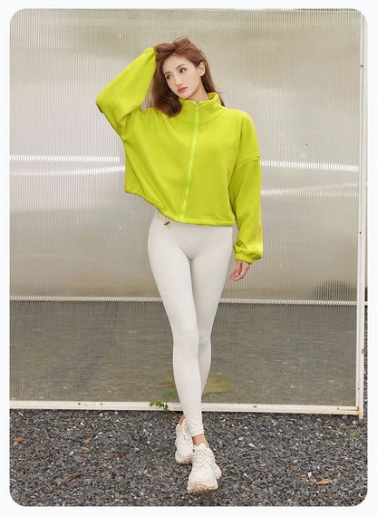 Blouse Outerwear Yoga Wear Women's Autumn/Winter Zip-up Long Sleeves Fleece-lined Warm New Casual Comfortable Minimalist Niche
