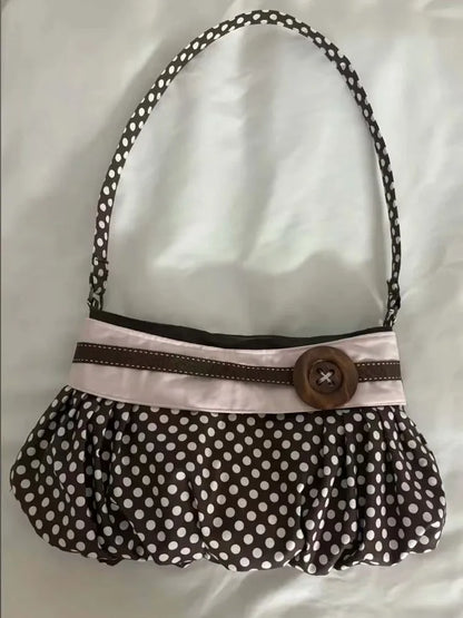 Fashion Messenger Bags for Women 2026 New Arrive Vintage Polka Dot Handbag Korean Large-capacity Tote Bags Casual Shoulder Bags