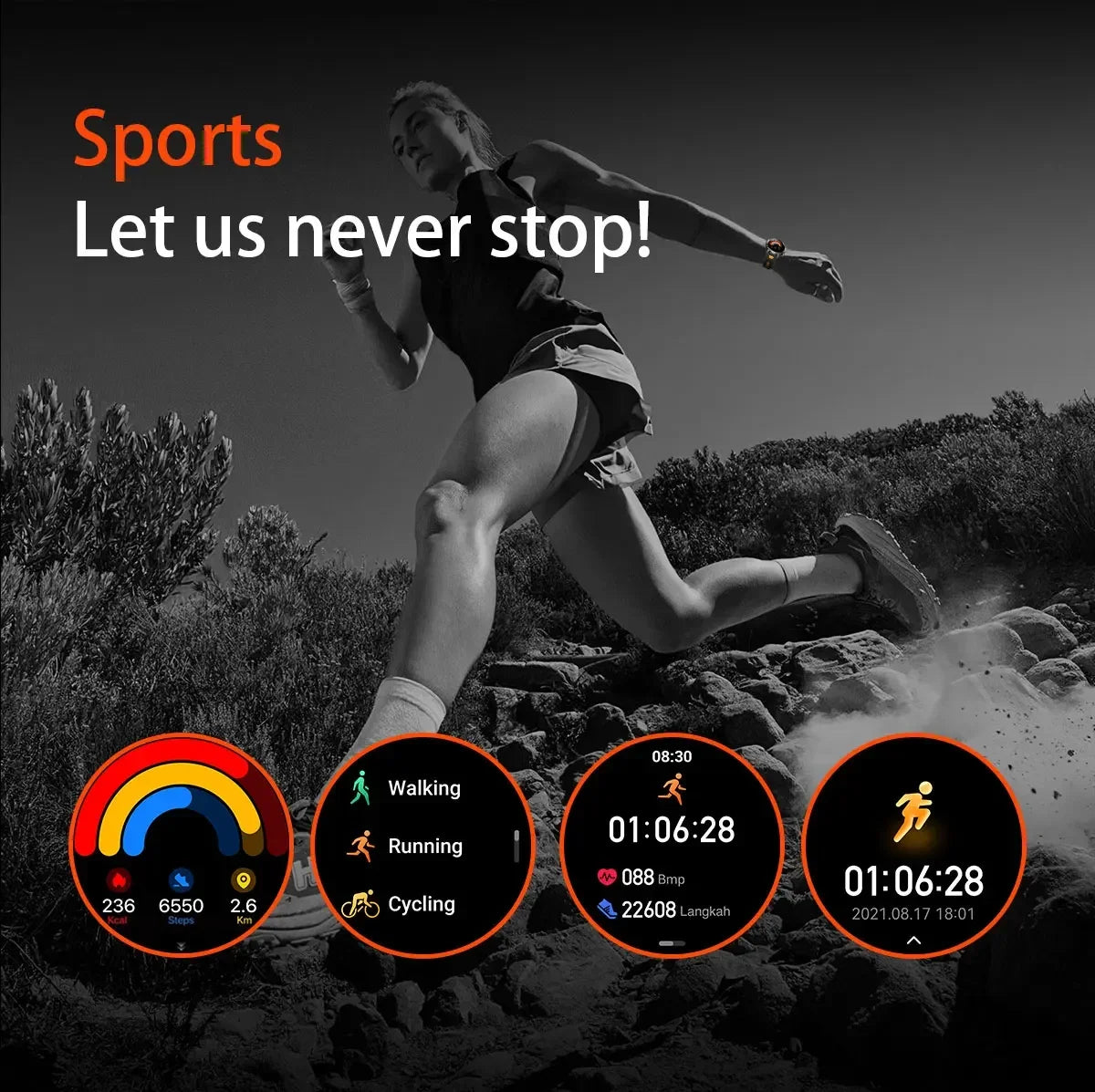 Brand+1400mAh Big Battery Smartwatch Men 1.7" AMOLED 200-Day Standby Swim Diving Waterproof GPS Military Tactical SOS 100 Sports