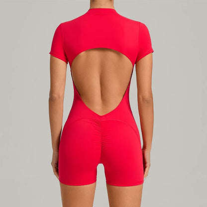 2026 Pad Zipper Long Sleeve Yoga Set Women One Piece Jumpsuit Gym Workout Shorts Fitness Bodysuit Sports Athletic Suit XP358