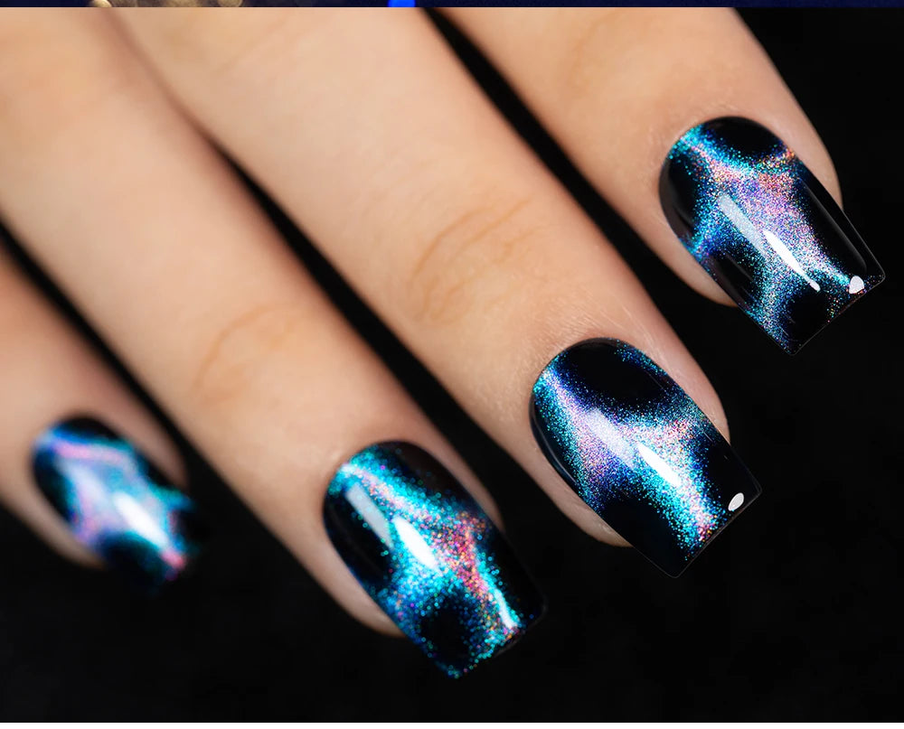 AWStorG 7.5ml Starlit Chameleon Cat Magnetic Gel Nail Polish Double Colors Semi Permanent UV Gel Varnish Need Black Base