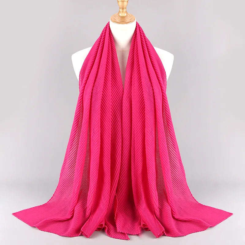 Women Plain Cotton Scarf Head Hijab Wrap Solid Full Cover-up Shawls Foulard Femme Headband Crinkle Muslim Hijabs Store 2024 NEW
