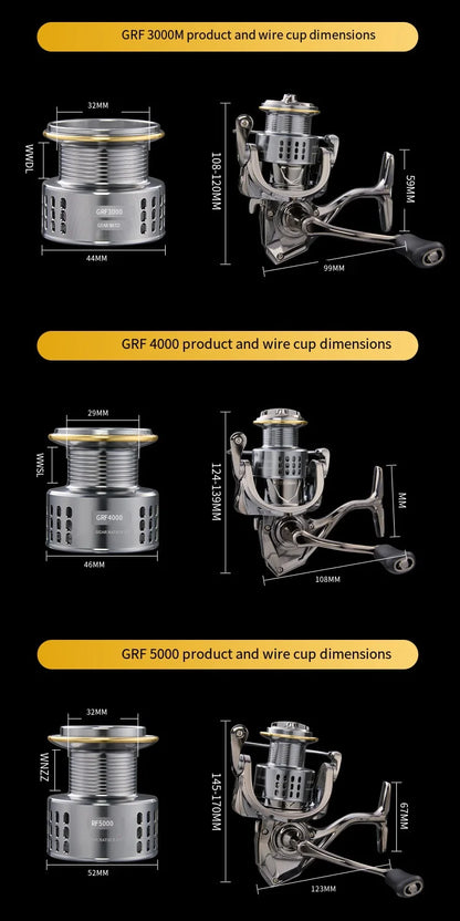 2026 New Spinning Fishing Reel All Metal 5.2:1 Speed ratio Max Drag 15KG Left/Right Interchangeable Suitable Any Body of Water