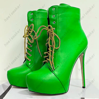 Sukeia Handmade Women Winter Ankle Boots Round Toe Sexy Stiletto Heels Pretty Blue Party Shoes Ladies US Plus Size 5-20