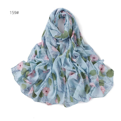 66 Colors Pearl Chiffon Printed Hijab Scarf New Fresh Small Floral Polka Dot Sunscreen Silk Scarf Shawl Turbans for Women Hijabs