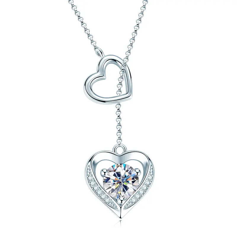 OXTAO Original Moissanite Heart Shaped Necklace Women's Necklace 925 silver Sparkling Lab Diamond Valentine's Day Jewelry Gift