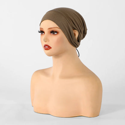 Jersey Cotton Muslim Women Under Hijab Cap With Ear Hole Inner Hijab Cap Round Forehead Underscarf Bonnet Femme Musulman