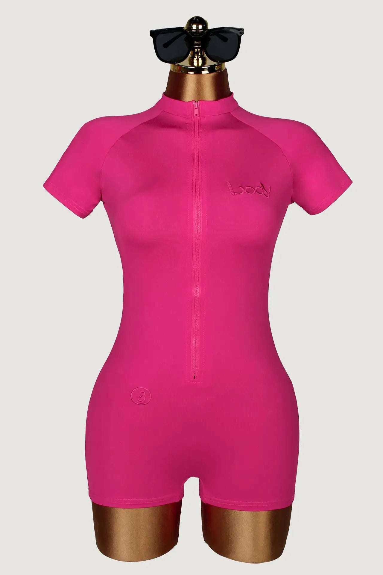 STYLISH LADY Embroidery Yoga Workout Bodysuit 2026 Summer Women High Stretch Zip Front Short Sleeve Sports One Piece Romper