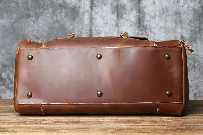 Vintage Genuine Leather Men's Travel Bag Crazy Horse Leather Duffel Bag Large Capacity Top-Layer Cowhide Handbag Crossbody NZPJ