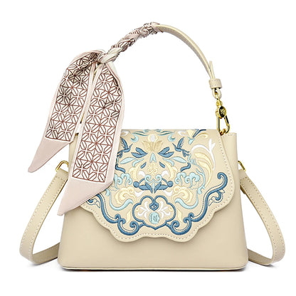 Fashion Embroidery Shoulder Bag Women Designer High Quality Leather Handbag Purse Ladies Small Crossbody Messenger Bag Female