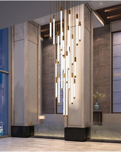 Modern Staircase LED Chandeliers Luxury Living Room Lighting Duplex Attic Home Decoration Restaurant Bright Ceiling Chandeliers