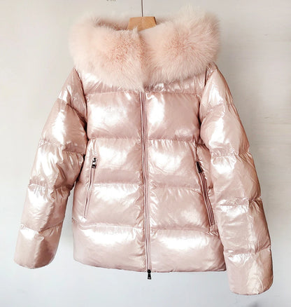 Maomaokong Winter Jacket Women Real Fur Coat Parkas Duck Down Lining Coat Real Raccoon Fur Collar Warm Black Streetwear