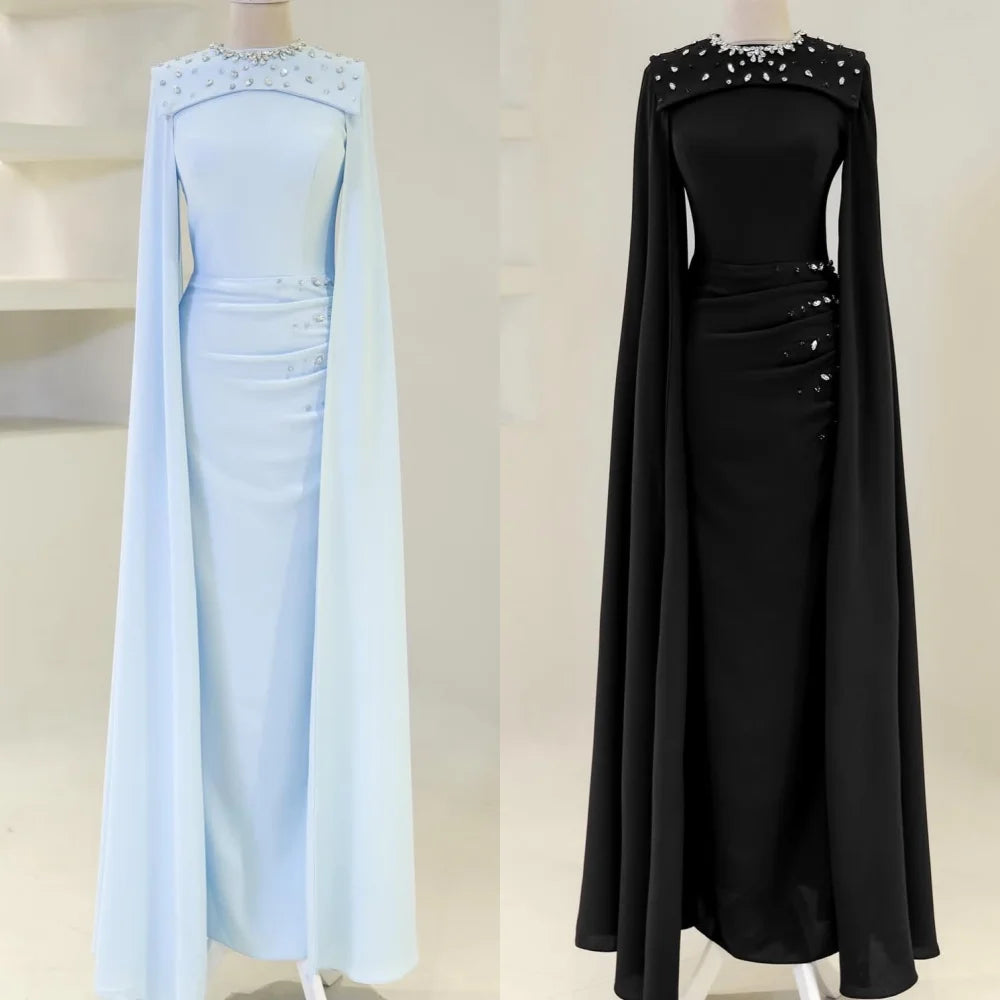 Customized Exquisite Jersey Pleat Sequined Straight Scoop Neck Midi Dresses Bespoke Occasion Modern Style
