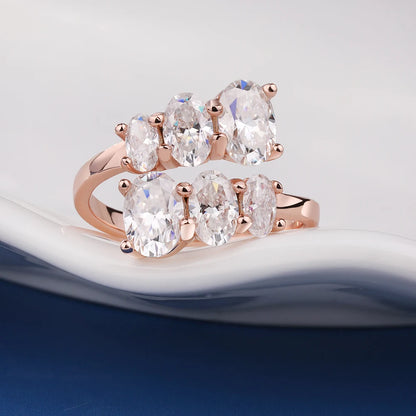 3.6cttw Oval Cut Moissanite Diamond Engagement Ring for Women 925 Sterling Silver 18K Gold Plated Wedding Bands Fine Jewelry